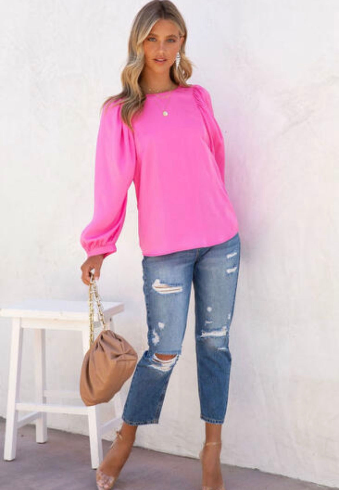 Pink Satin Bouse