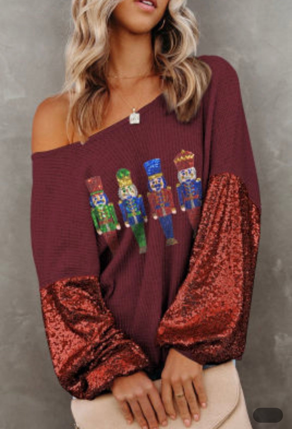 Burgundy Nutcracker Sweater