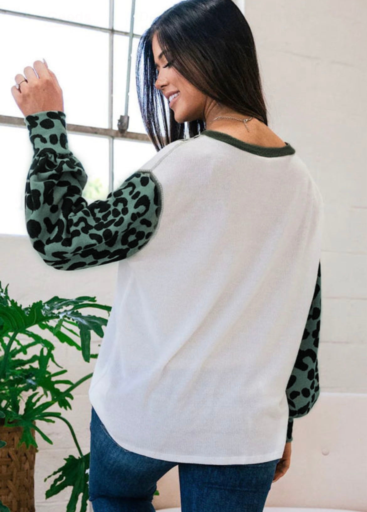 Leopard Patchwork Knit Top
