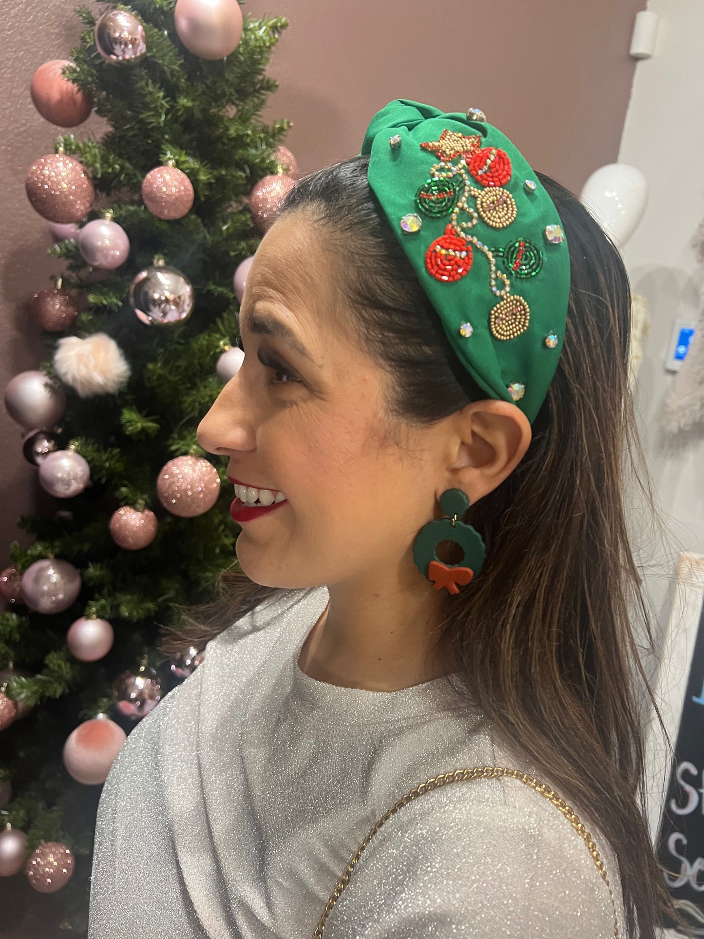 Christmas ornament green headband