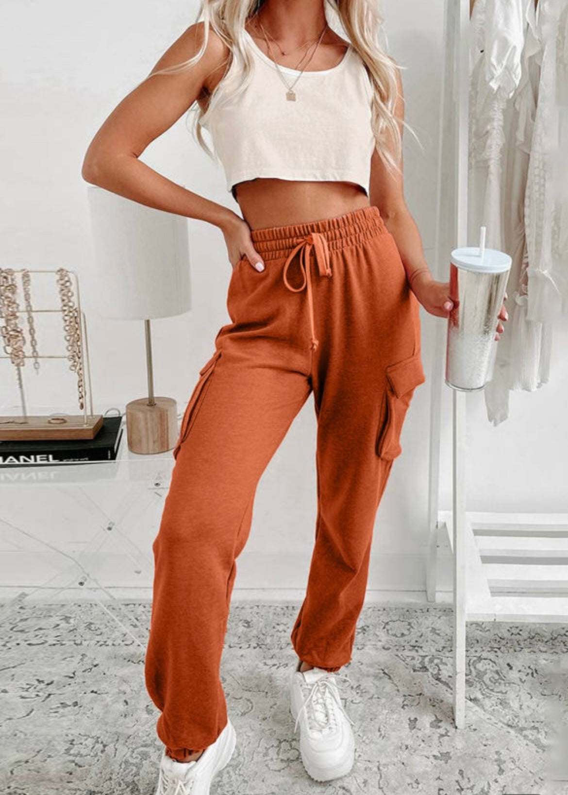 Orange Cargo Joggers