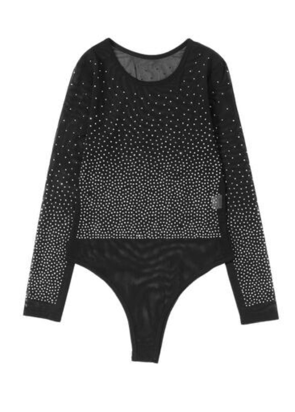 Black Rhinestone Sheer Bodysuit