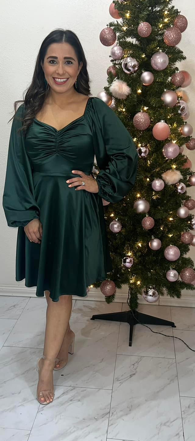 Deep Green Satin Dress