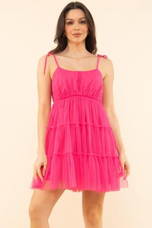 Hot Pink Spaghetti Strap Dress