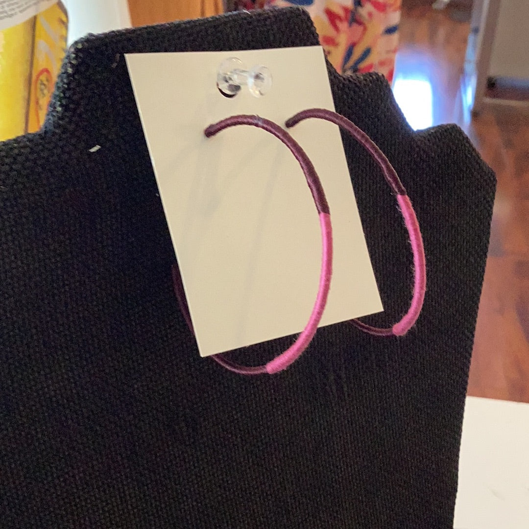 Maroon pink hoop earrings