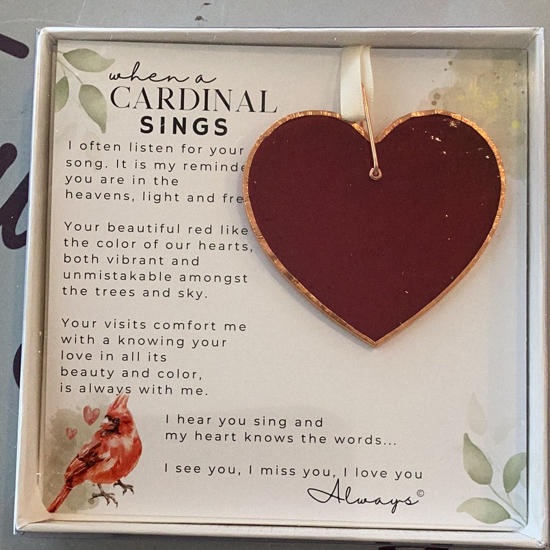 Cardinal Memorial Stained Red Glass Heart