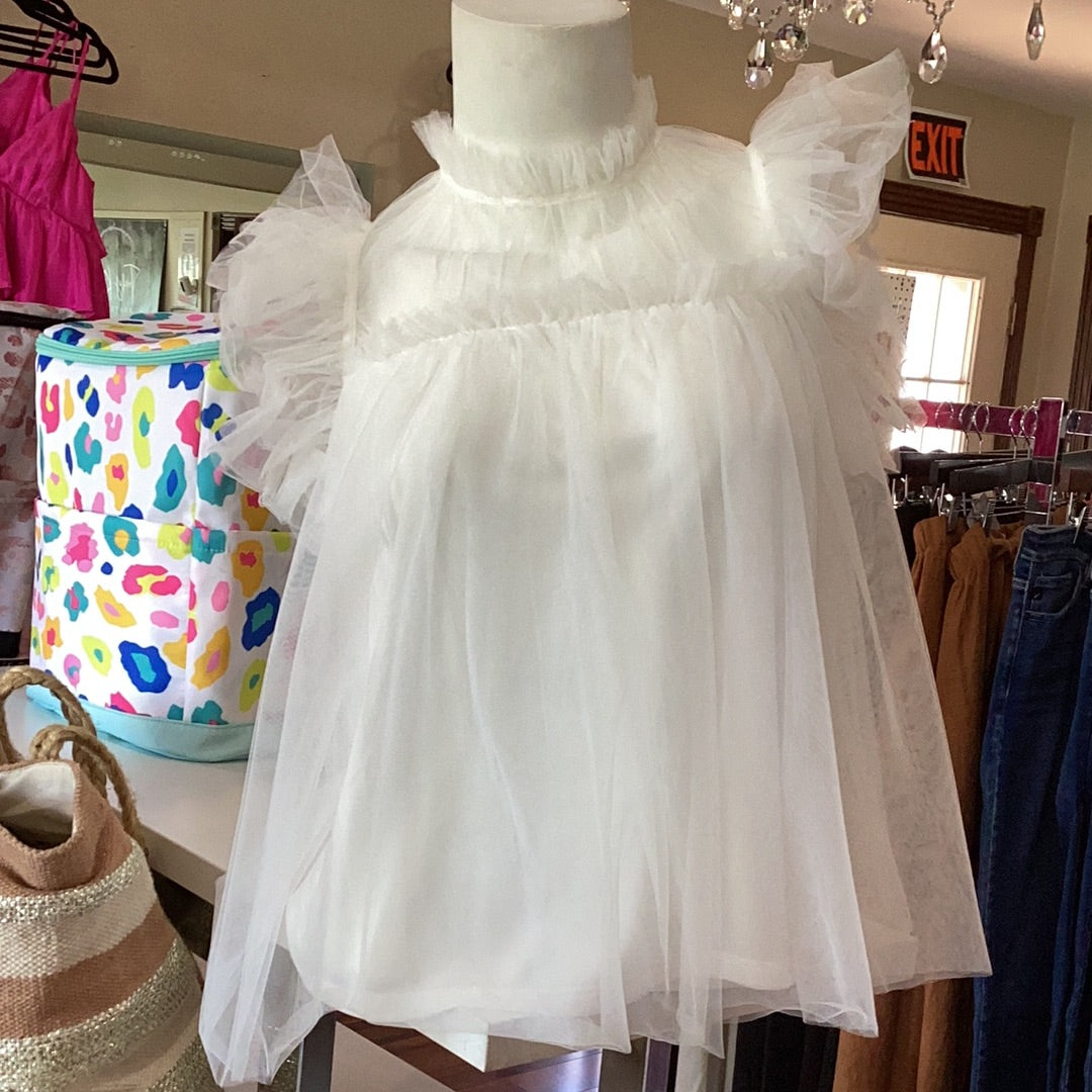 White tulle blouse