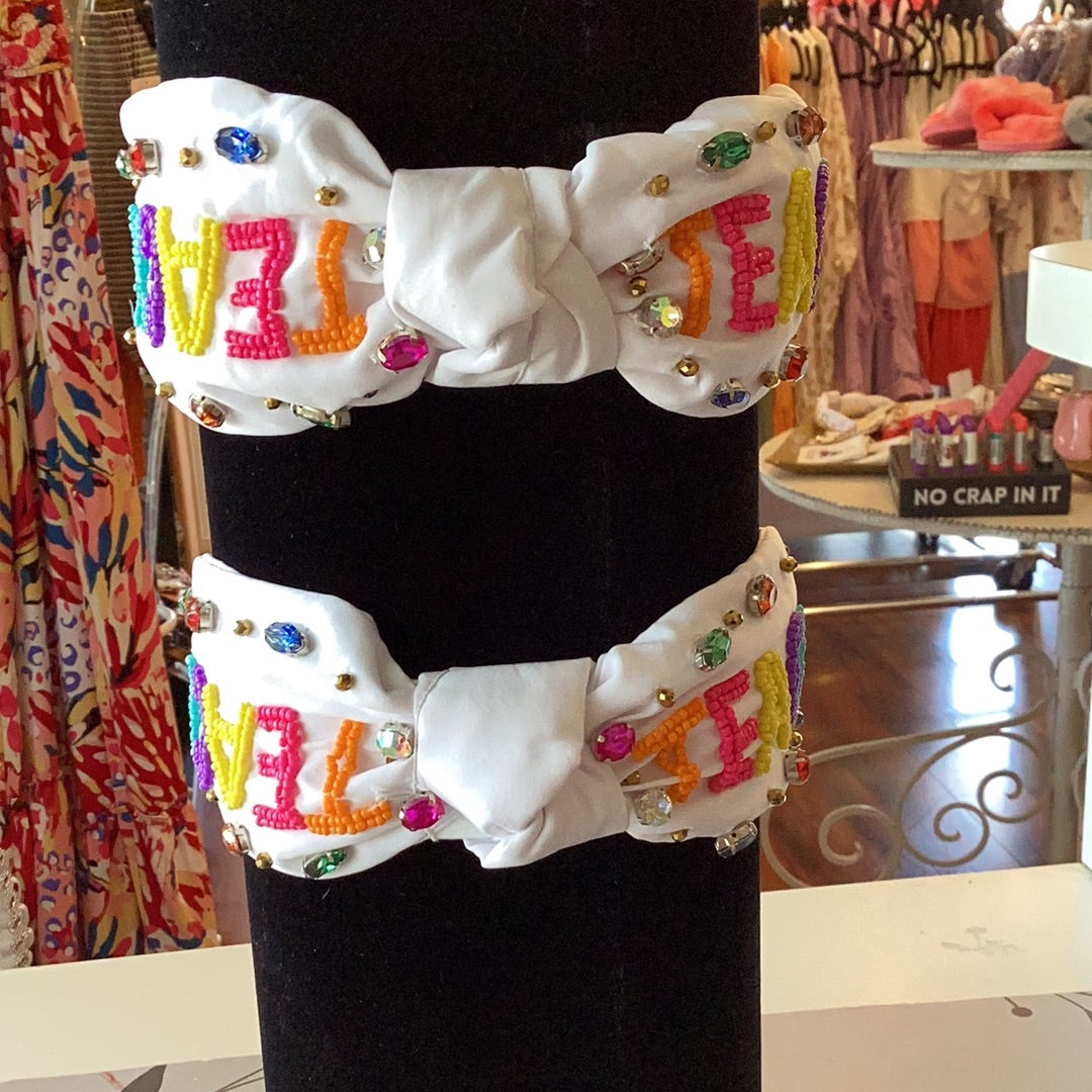 Teacher white knitted headband