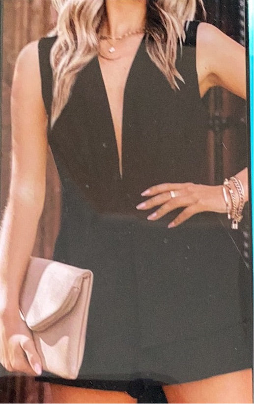 Open Back Black Romper