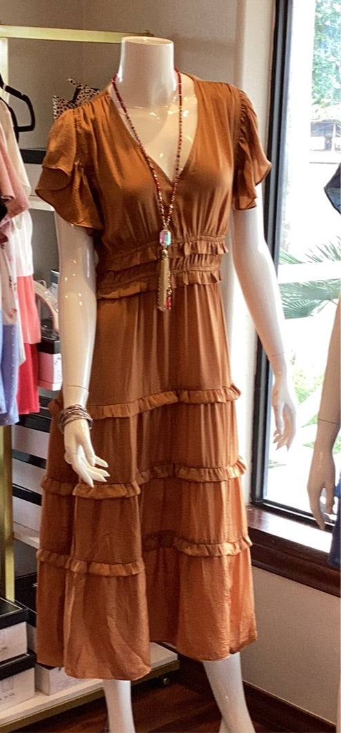 Ruffle brown dress
