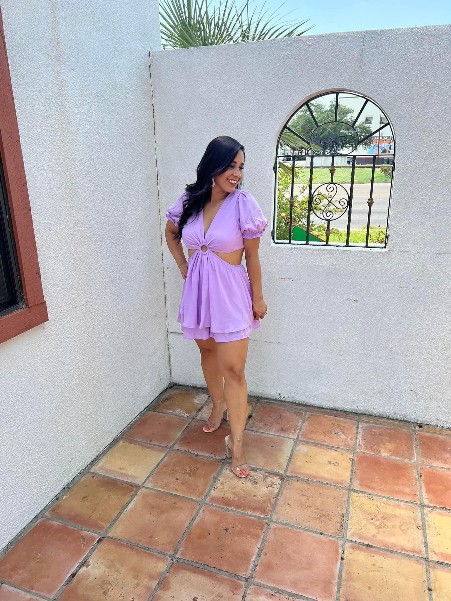 Puff cut out romper