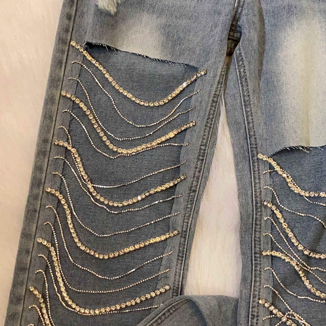 Rhinestone light jeans