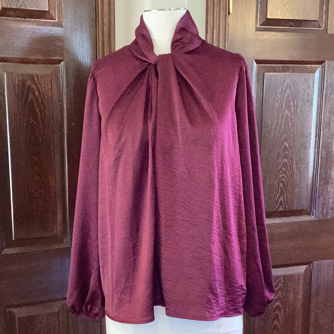 Wine twist silk long sleeve