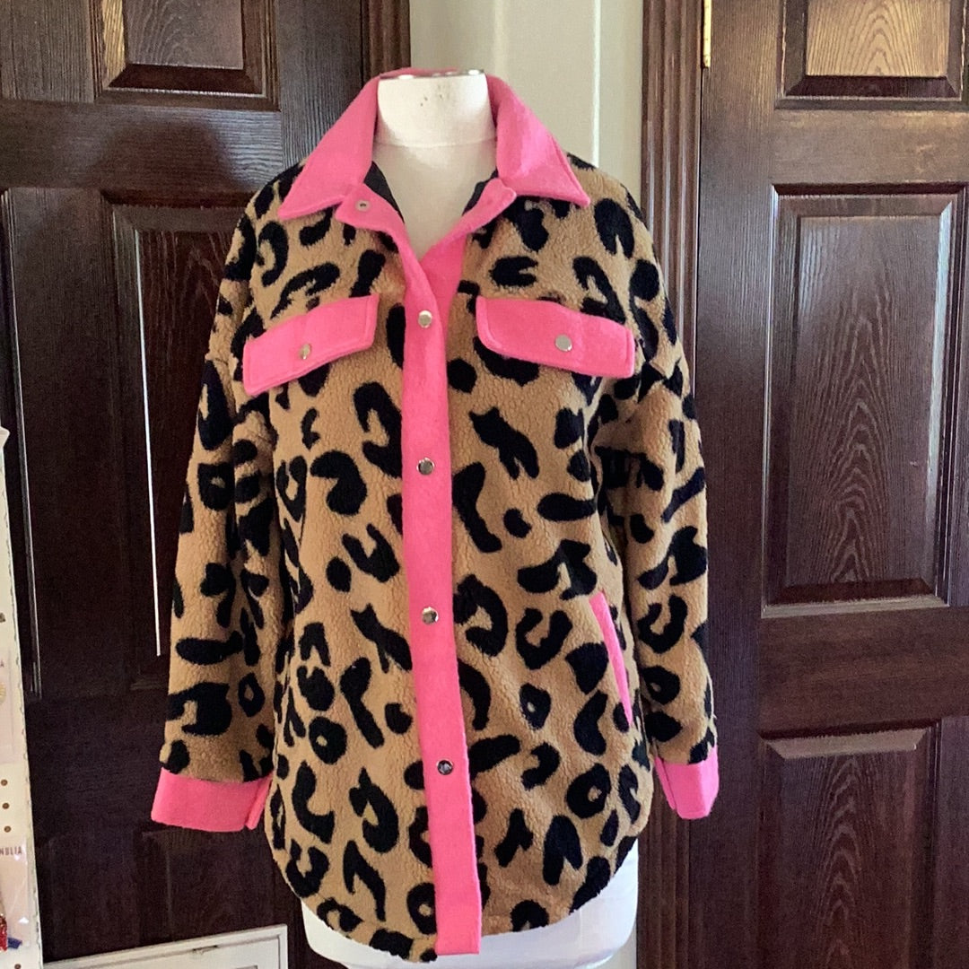Pink cheetah sweater jacket