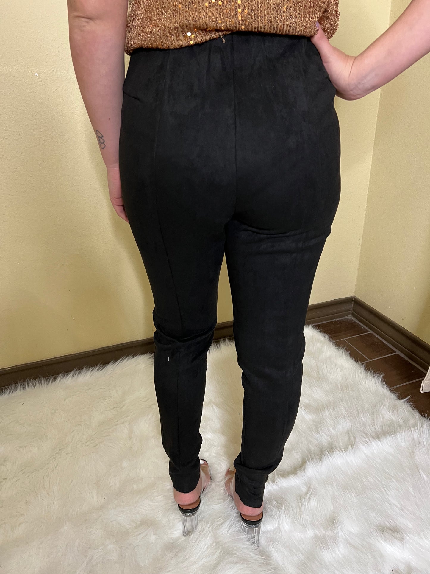 Black suede pants