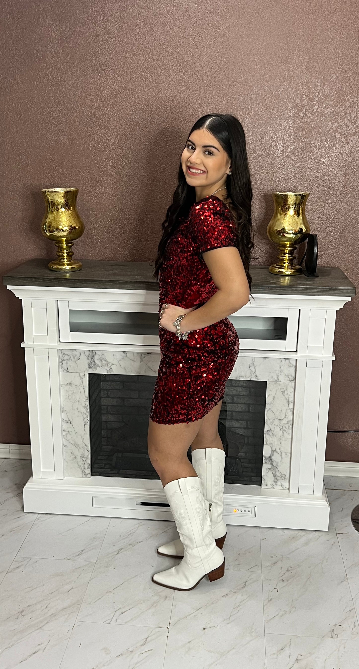 Red Sequin Dress