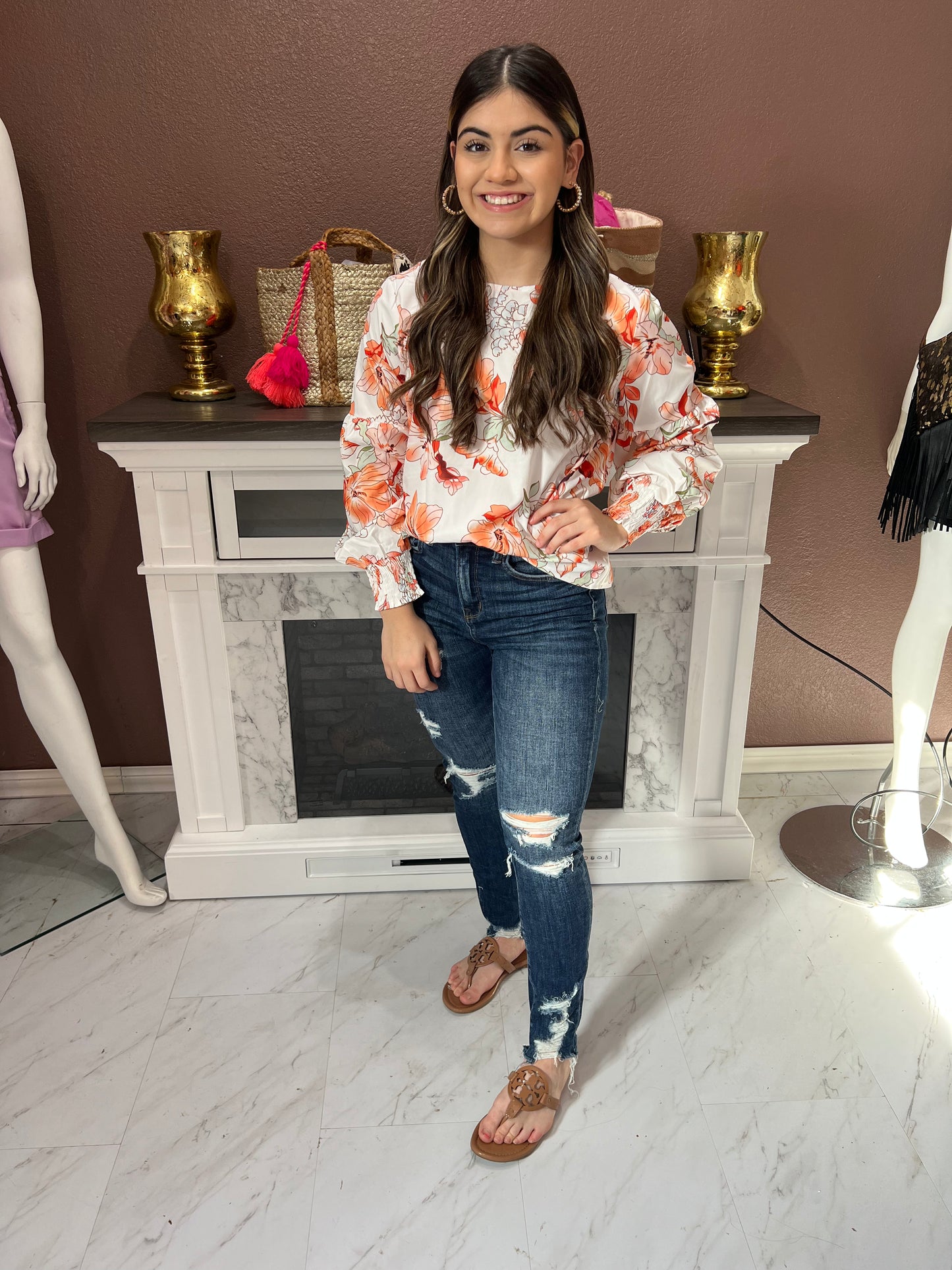 Orange Floral top