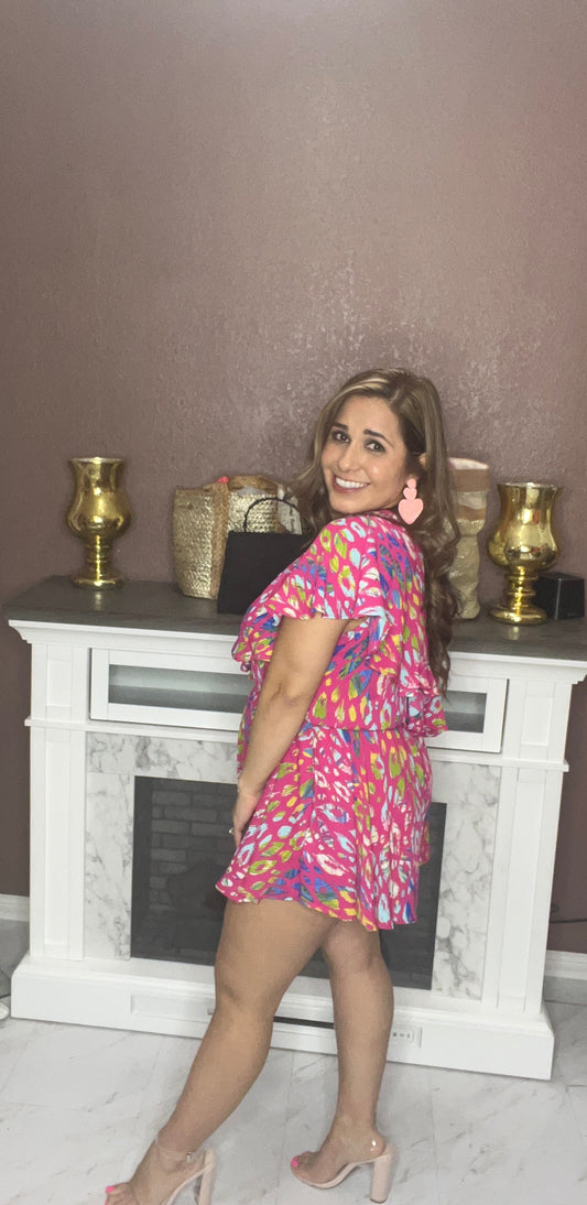 Fuchsia Multi color romper