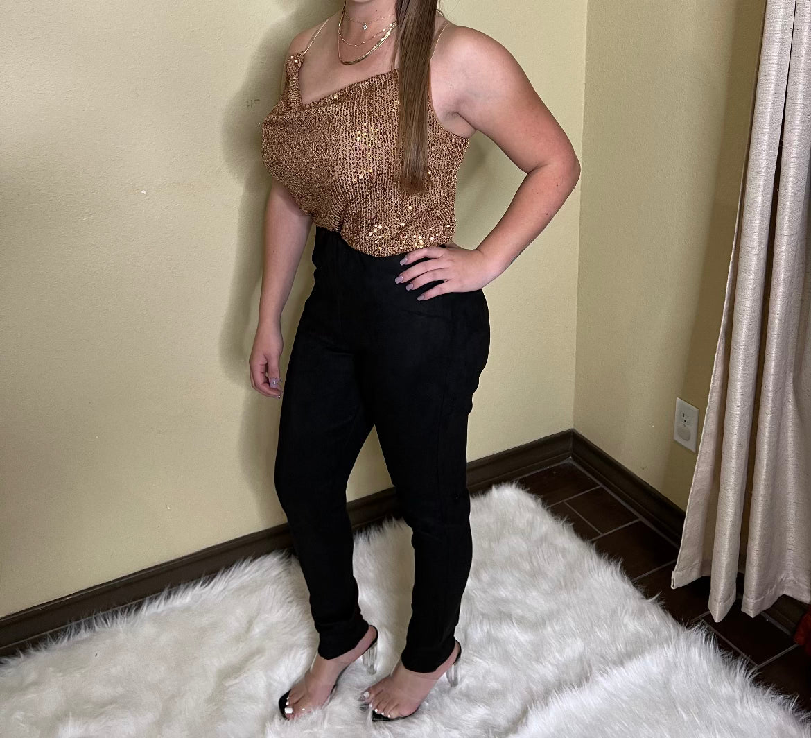Coffee sequins bodysuit