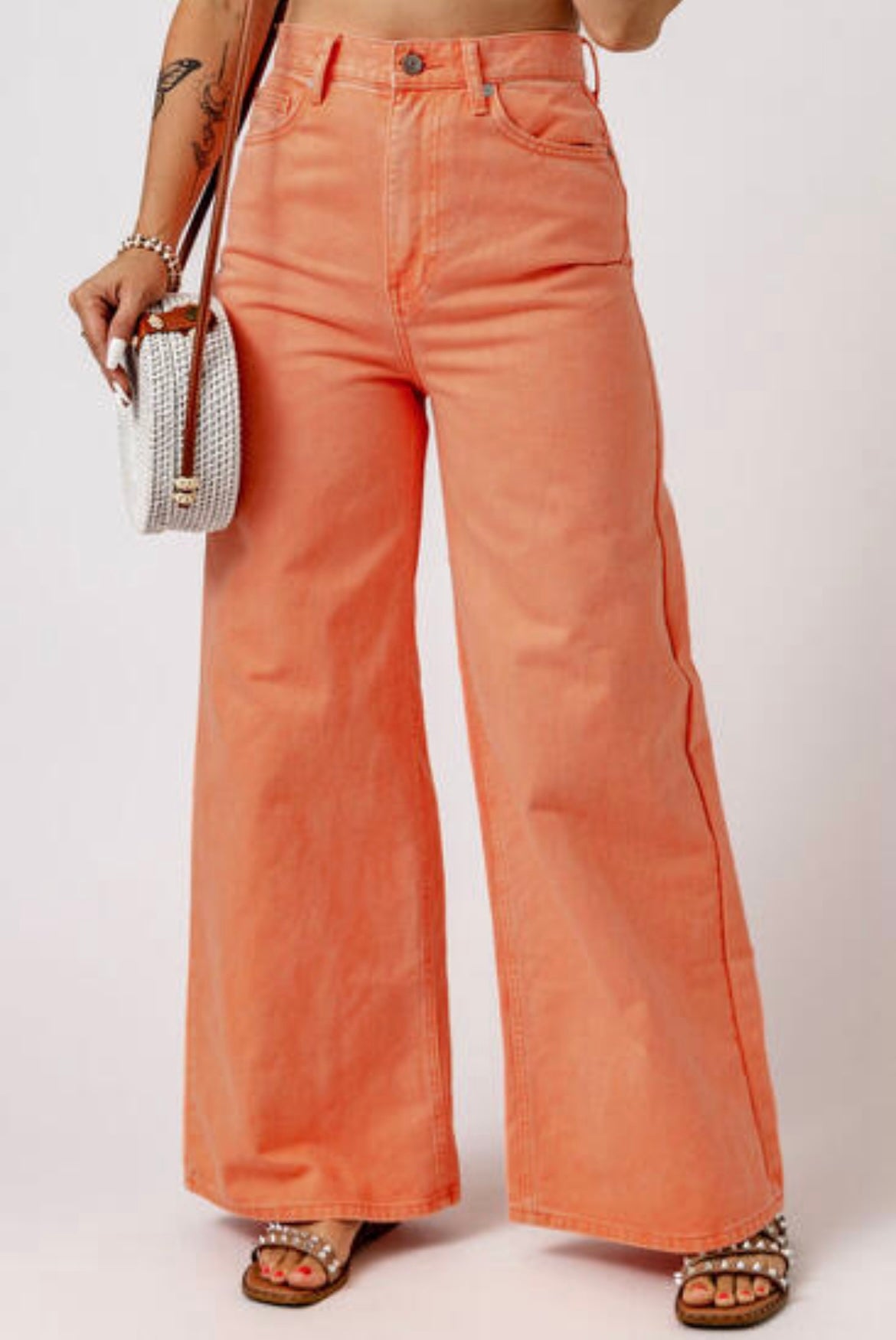 Orange Straight Wide-leg Jeans