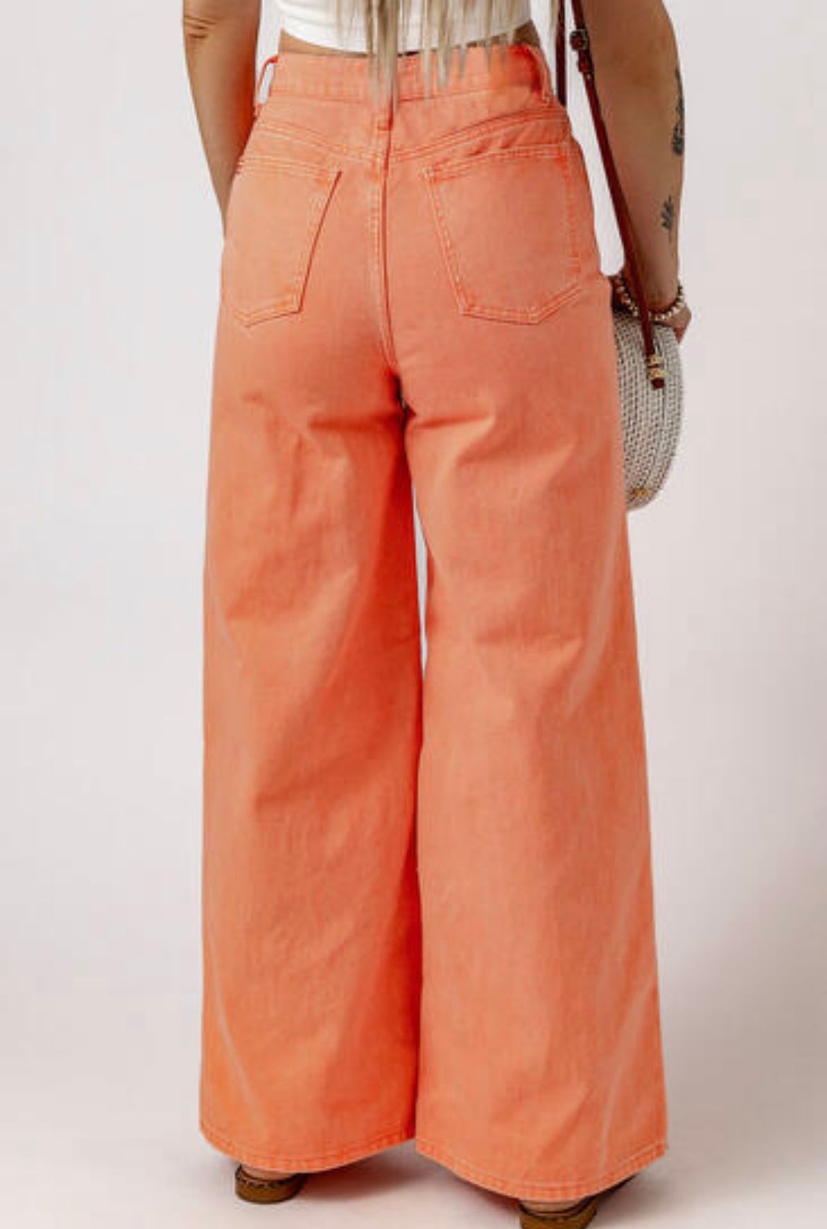 Orange Straight Wide-leg Jeans