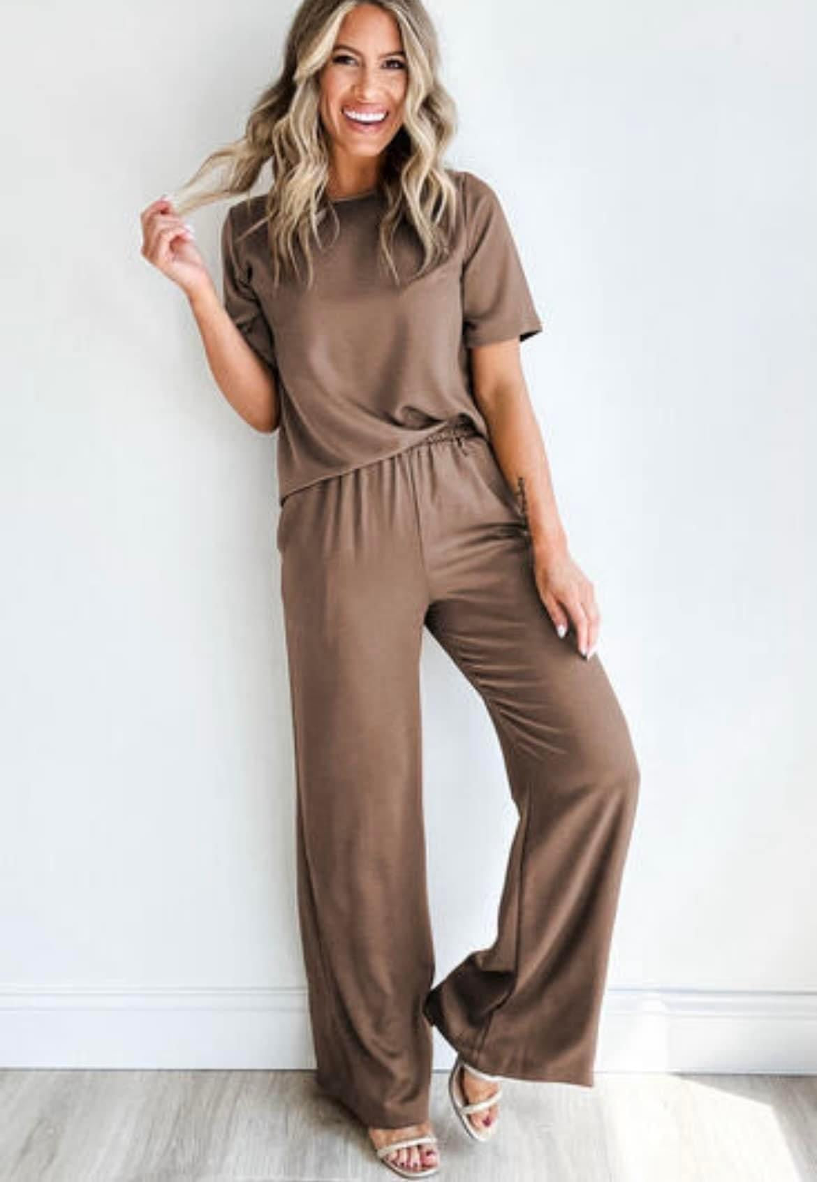 Natural Brown Two Piece Set