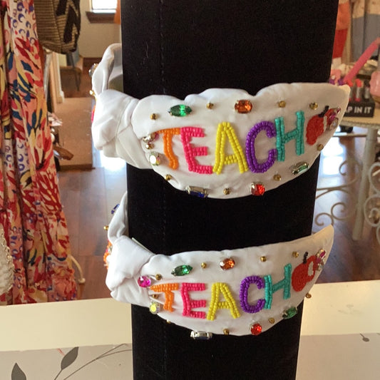 Teacher white knitted headband