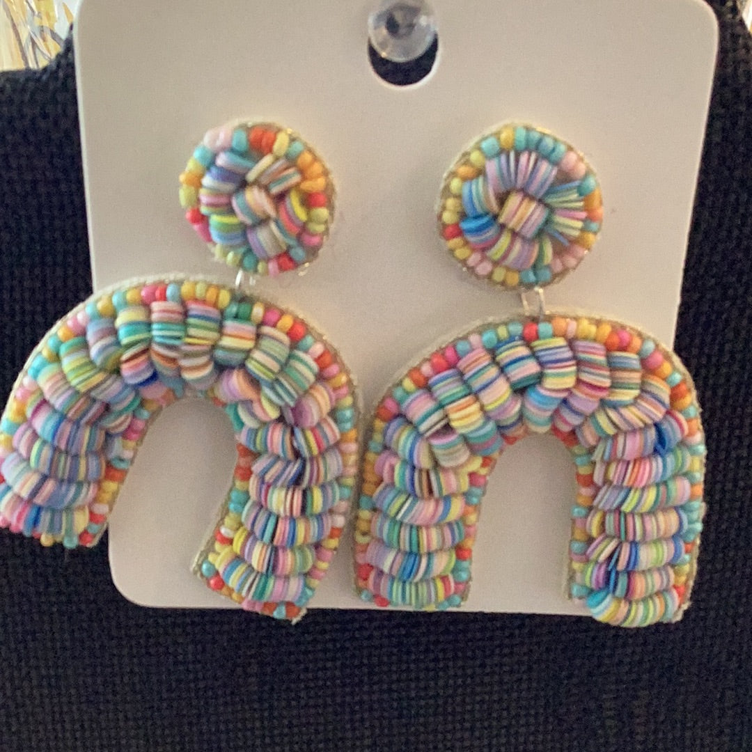 Rainbow beaded earrings