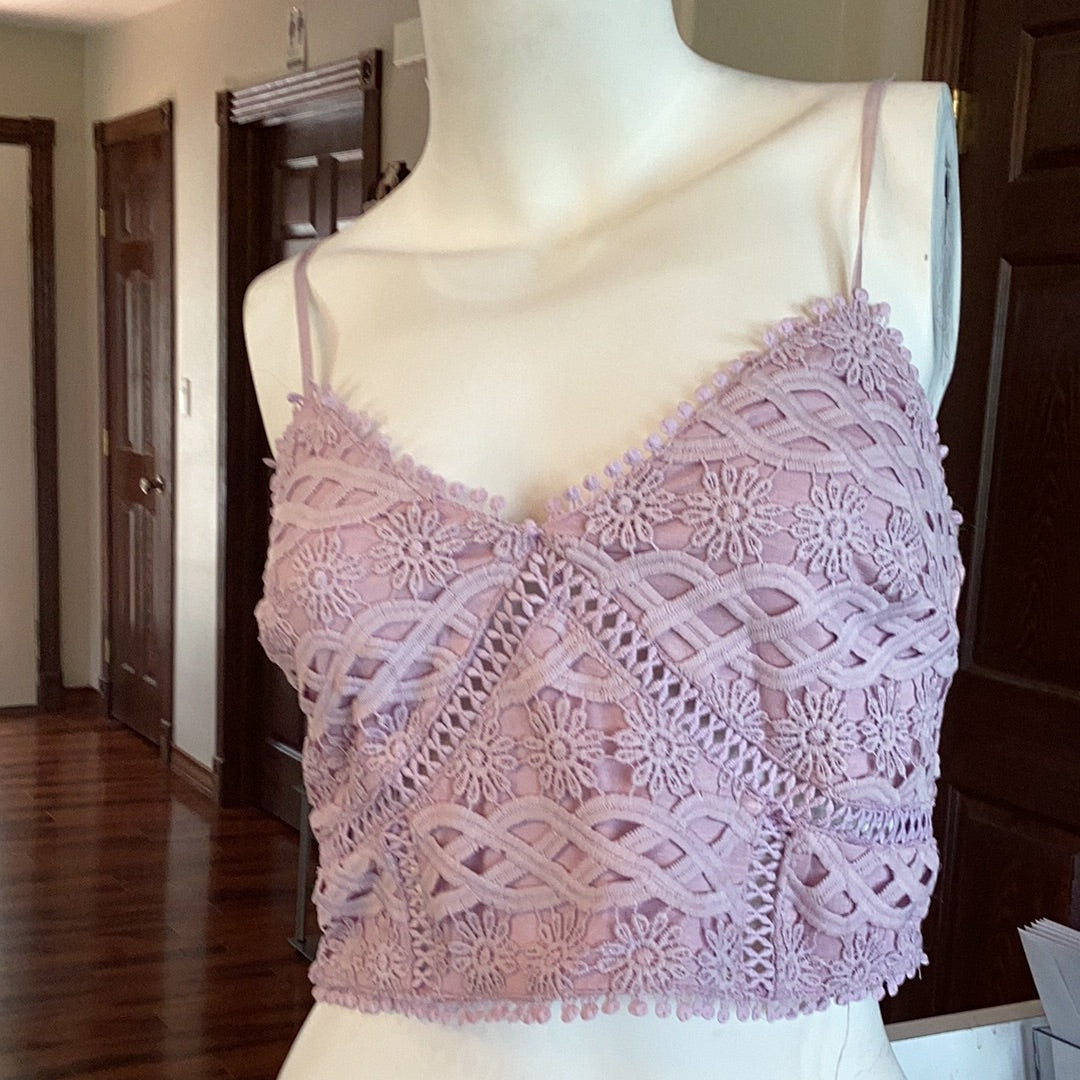 Lavender Crochet Lace Crop