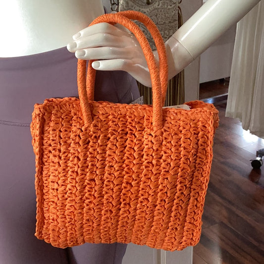 Orange straw purse