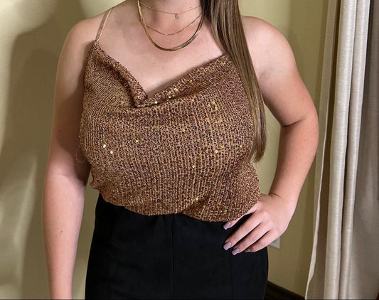 Coffee sequins bodysuit