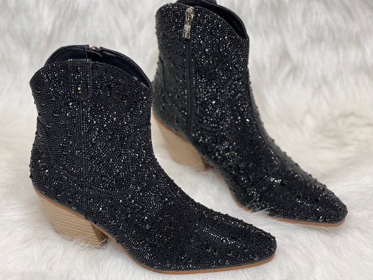 Black bling boots