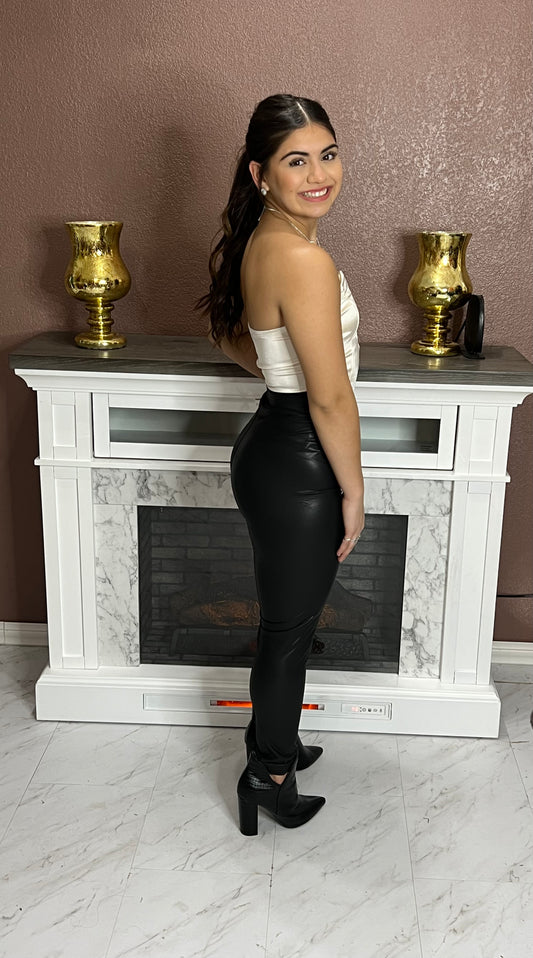 Black pleather leggings